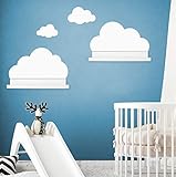 Wandtattoo Wolken in weiß für IKEA Regalbrett Ribba/Mosslanda 55 cm Bilderleiste für Babyzimmer...