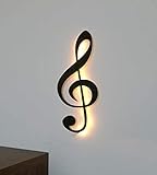 kh Teile Musik Note Notenschlüssel Dekoration Holz Wanddeko Wandschmuck, mit Led Licht, 60 cm,...