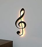 kh Teile Musik Note Notenschlüssel Dekoration Holz Wanddeko Wandschmuck, mit Led Licht, 60 cm,...