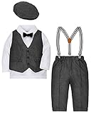 ZOEREA 4tlg Baby Jungen Bekleidungssets Hemd + Hose + Weste + Hut Fliege Krawatte Kinder Anzug...