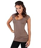 KRISP Damen Top Geraffter V-Ausschnitt_(7604-MOC-14)