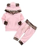 Neugeborenes Baby Mädchen Warm Hoodie T-Shirt Top + Hose Outfits Set Kleidung Set (0-6 Monat)