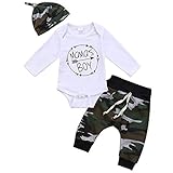 Geagodelia 3tlg Babykleidung Set Baby Jungen Langarm Body + Hose + Mütze Kleinkinder Neugeborene...