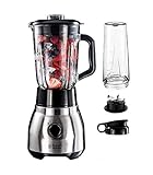Russell Hobbs Standmixer Glas Steel 2-in-1, inkl. To-Go-Becher & Deckel, 1.5l Glasbehälter, Mixer...