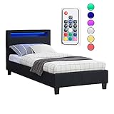 CARO-Möbel Polsterbett Himalaya mit LED Beleuchtung Einzelbett Jugendbett 90 x 200 cm mit...