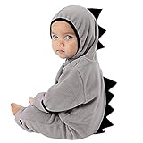 MRULIC Neugeborenes Baby Jumpsuit Outfit Dinosaurier Reißverschluss mit Kapuze Spielanzug Overall...