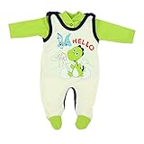 TupTam Baby Unisex Strampler-Set mit Aufdruck Spruch 2-TLG, Farbe: Dino Grün, Größe: 62