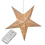 Holzstern mit Fernbedienung 40cm LED beleuchteter Stern Weihnachts Fenster Deko