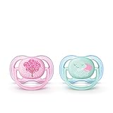 Philips Avent ultra air Schnuller 0-6 Monate SCF343/20, Doppelpack, Mädchen, Wolke/Baum
