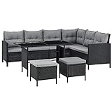 ArtLife Polyrattan Lounge Manacor | Gartenmöbel Set mit Sofa, Tisch & 2 Hockern | Bezüge grau |...
