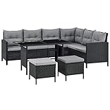 ArtLife Polyrattan Lounge Manacor | Gartenmöbel Set mit Sofa, Tisch & 2 Hockern | Bezüge grau |...