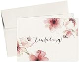 20 Karten & 20 Umschläge: Klappkarten Einladungskarten – Kirschblüten – DIN A6 im Set,...