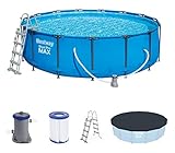 Bestway Steel Pro Max 457x122 cm, stabiler Frame Pool rund im Komplett Set, inklusive Filterpumpe,...