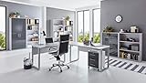 BMG-Moebel.de Büromöbel komplett Set Arbeitszimmer Office Edition in Lichtgrau/Anthrazit Hochglanz...