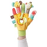 Fehn 074604 Spielhandschuh Safari ? Fingerpuppen-Handschuh Affe und Elefant mit Rassel und Quietsche...