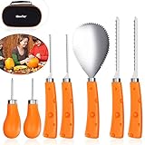 iBaseToy Halloween Kürbis Schnitzset 7 Stück, Stabiles Edelstahl Halloween Kürbis Schnitzen...