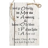 Wand Deko Holzschild mit Spruch im Shabby Chic Vintage Stil (20x29x0,5cm) Oma/Opa Ich Habe Euch lieb...