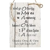 Wand Deko Holzschild mit Spruch im Shabby Chic Vintage Stil (20x29x0,5cm) Oma/Opa Ich Habe Euch lieb...