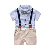 MRULIC Infant Baby Jungen Gentleman Strampler Hosenträger Strap Shorts Outfits Sets Sommer Kurzarm...