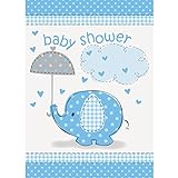Unique Party Supplies Einladungen für Babyparty, Aufschrift Baby Shower, Blauer Elefant, 8 Stück