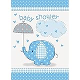 Unique Party Supplies Einladungen für Babyparty, Aufschrift Baby Shower, Blauer Elefant, 8 Stück