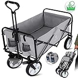 KESSER® Bollerwagen faltbar Handwagen Transportkarre Gerätewagen | inkl. 2 Netztaschen | klappbar...