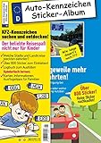 Kinder-Reisespiel KFZ-Kennzeichen Sticker-Sammelalbum fürs Handgepäck, Mitmachbuch für die...