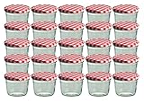 CapCro 25er Set Sturzglas 230 ml Marmeladenglas Einmachglas Einweckglas to 82 rot Karierter Deckel