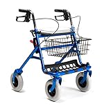 FabaCare Rollator mit Vollausstattung, Gehhilfe faltbar, Standardrollator 286i, Farbe Blau