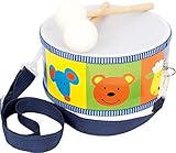 small foot 3315 Trommel / Musikinstrument aus Holz für Kinder mit bunten Tieren, Trageriemen und...