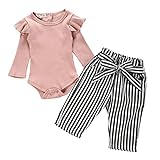 LEXUPE Neugeborene Kinder Baby Mädchen Outfits Kleidung Strampler Bodysuit + Streifen Lange Hosen...