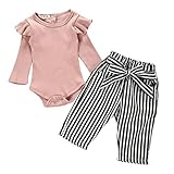 LEXUPE Neugeborene Kinder Baby Mädchen Outfits Kleidung Strampler Bodysuit + Streifen Lange Hosen...