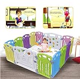 Laufgitter Laufstall Baby Absperrgitter Krabbelgitter Schutzgitter für Kinder aus Kunststoff mit...