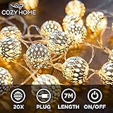 CozyHome marokkanische LED Lichterkette – 7 Meter | Mit Netzstecker NICHT batterie-betrieben | 20...