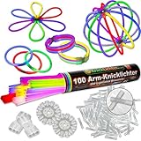 100 Knicklichter 7-FARBMIX, Testnote: 1,4 'SEHR GUT', Komplett-Set inkl. 100x TopFlex-, 2x Dreifach-...