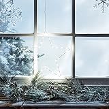 Lights4fun LED Stern Fensterbild Weihnachten Fensterdeko Timer Batteriebetrieb 35cm